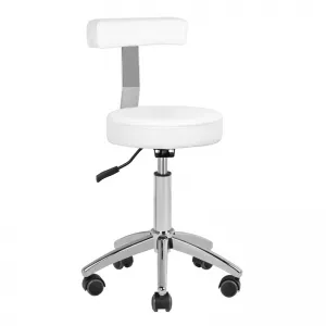 TABORET KOSMETYCZNY AM-303 Z OPARCIEM BIAŁY