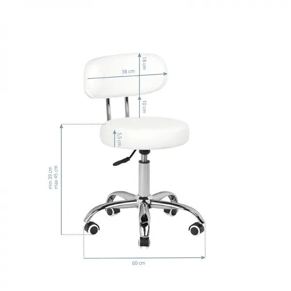 Taboret kosmetyczny do pedicure A-007 biały
