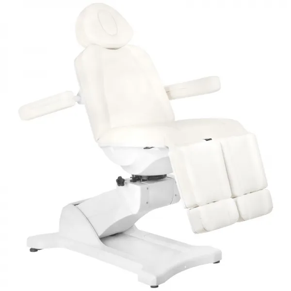FOTEL KOSMETYCZNY ELEKTR. AZZURRO 869AS PEDI OBROTOWY 5 SILN. BIAŁY
