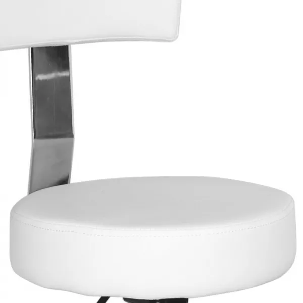 TABORET KOSMETYCZNY AM-303 Z OPARCIEM BIAŁY
