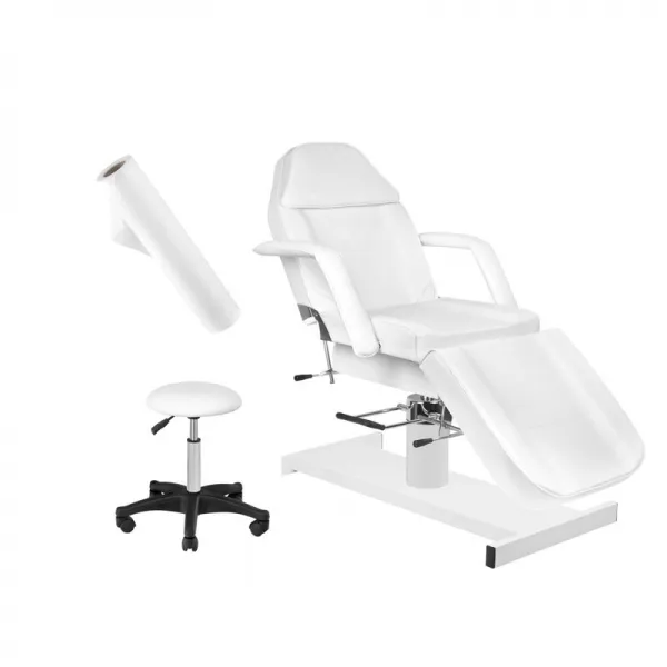 ZESTAW FOTEL 210 + TABORET 303 BIAŁY + PRZEŚCIERADŁO FLISELINOWE