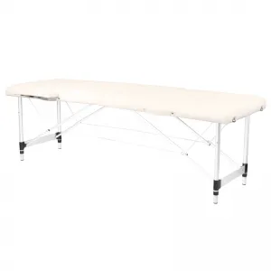 STÓŁ SKŁADANY DO MASAŻU ALUMINIOWY KOMFORT 2 SEGMENTOWE CREAM