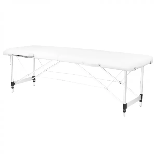 STÓŁ SKŁADANY DO MASAŻU ALUMINIOWY KOMFORT 2 SEGMENTOWE WHITE