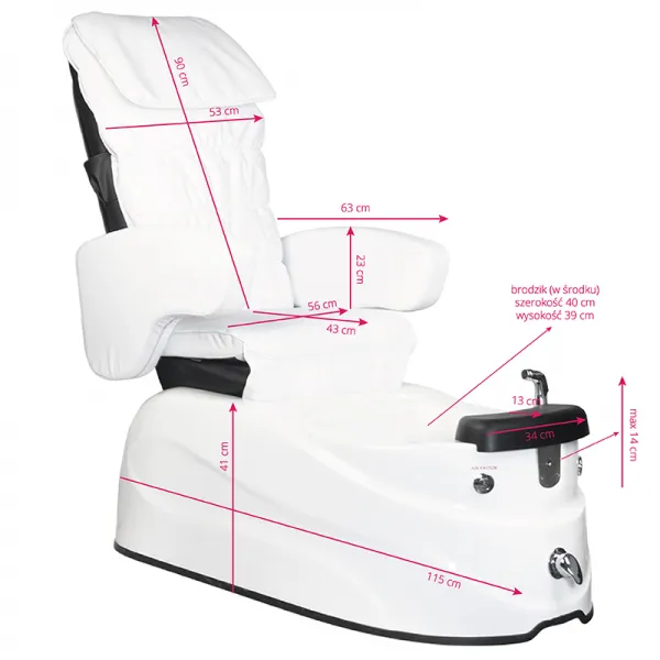 FOTEL PEDICURE SPA AS-122 WHITE Z FUNKCJĄ MASAŻU
