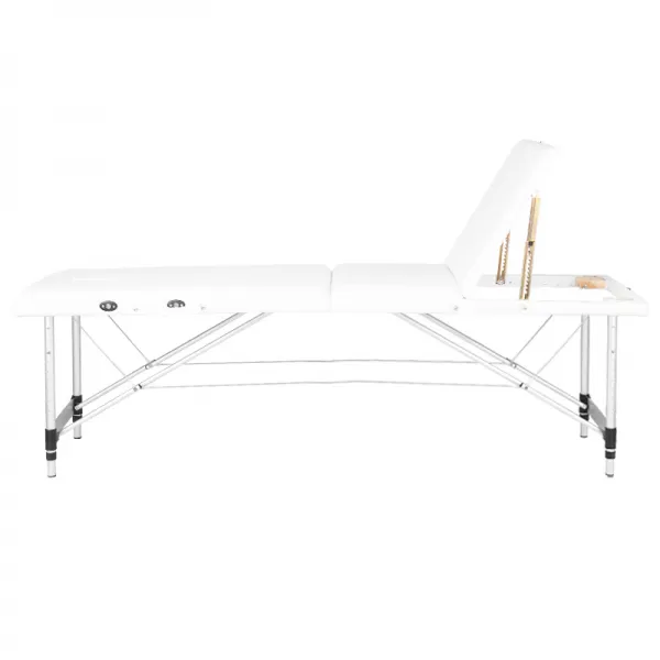 STÓŁ SKŁADANY DO MASAŻU ALUMINIOWY KOMFORT 3 SEGMENTOWY WHITE