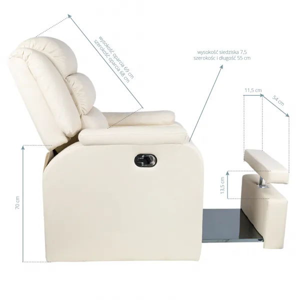FOTEL SPA DO PEDICURE HILTON KREMOWY