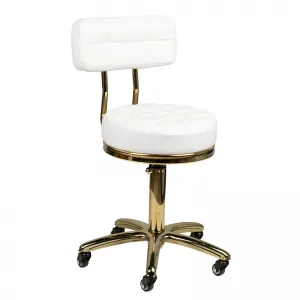 TABORET KOSMETYCZNY GOLD AM-961 BIAŁY