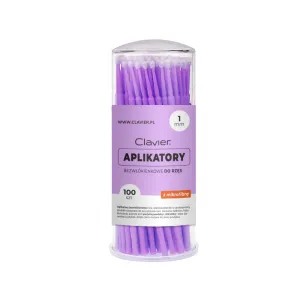 Clavier Mikro Aplikatory Do Rzęs Fioletowe 1 mm 100 szt