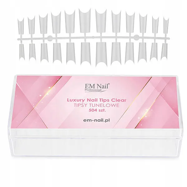 Em nail LUXURY Tipsy tunelowe proste clear 504 szt