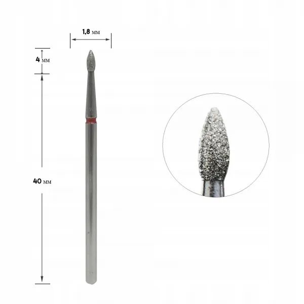 Staleks Frez Diamentowy Oliwka Czerwona 1,8/ 4 mm