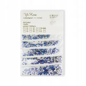 Ozdoby zestaw cyrkonii 1440 szt Blue Zircon AB Mix
