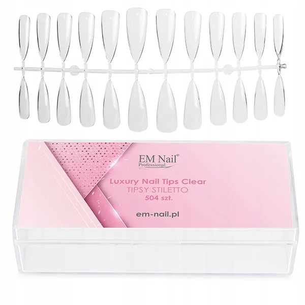 Em Nail Luxury Tipsy Tunelowe Stiletto Clear 504 szt
