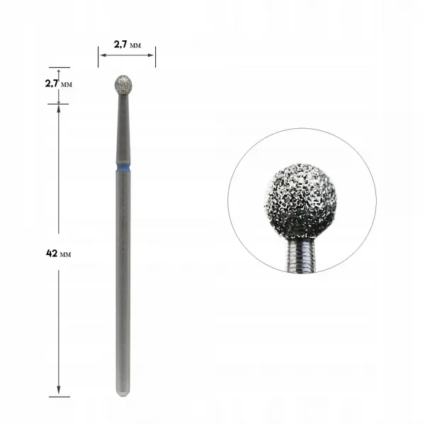 Staleks Frez Diamentowy Kulka Niebieska 2,7 mm