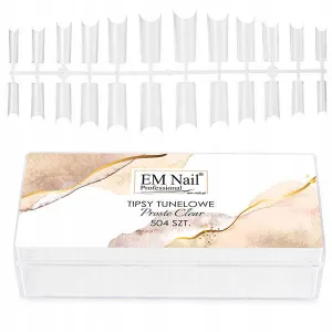 .EM NAIL Tipsy Tunelowe Proste CLEAR 504 szt