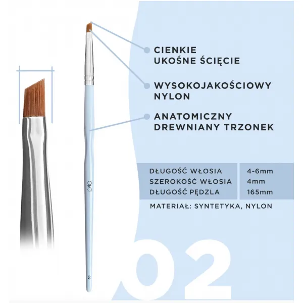 .Pędzel OKO #2 do stylizacji brwi mini skośny pędzelek