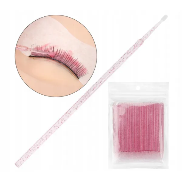 Many Beauty Mikro Aplikatory Różowe Brokatowe 100 szt