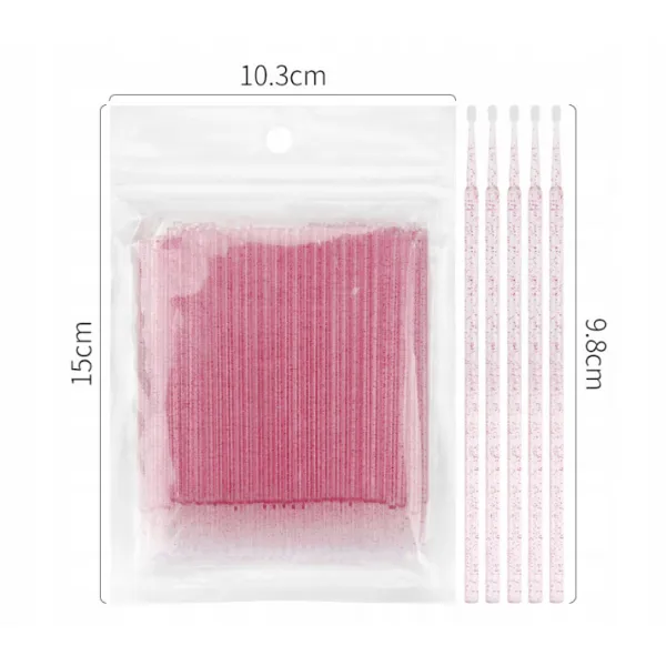 Many Beauty Mikro Aplikatory Różowe Brokatowe 100 szt