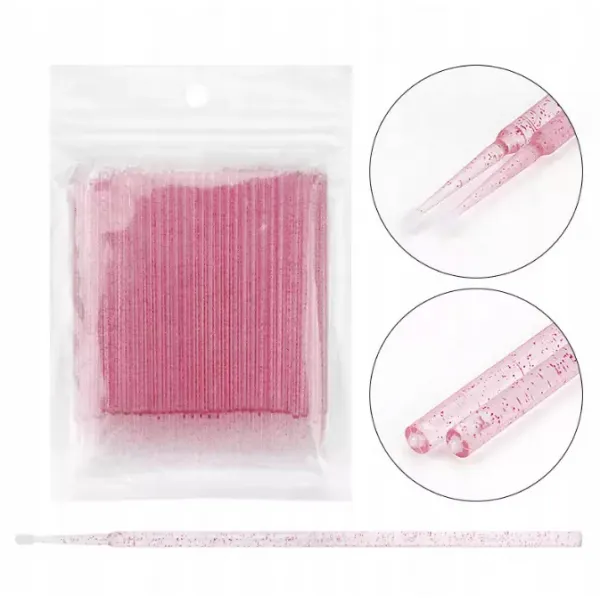 Many Beauty Mikro Aplikatory Różowe Brokatowe 100 szt