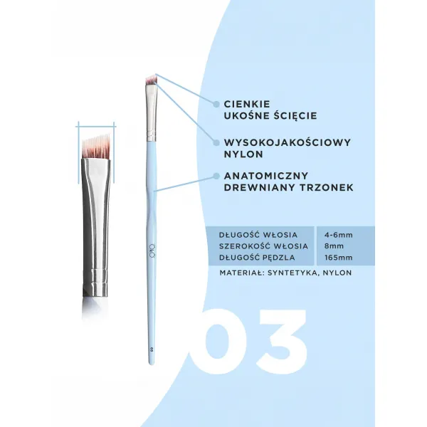 Pędzel do stylizacji brwi skośny pędzelek OKO #3