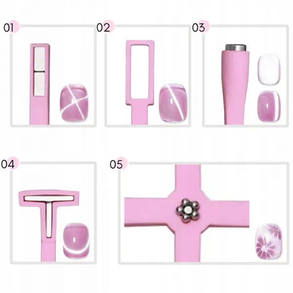 Magnes Cat Eye Kocie Oko Blaszka Magnetyczna 5w1 Różowy