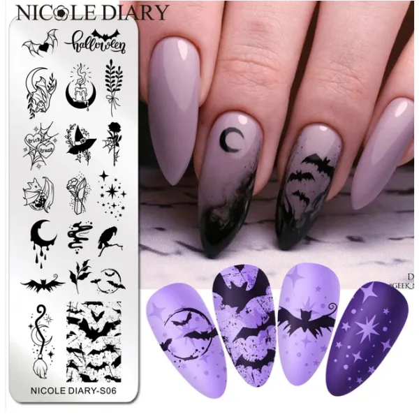 Płytka blaszka do Stempli stampingu halloween nicole diary-s06