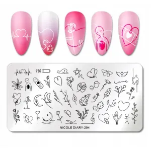 Płytka blaszka do Stempli stampingu serca love nicole diary 294