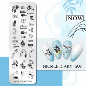 Płytka blaszka do Stempli stampingu napisy nicole diary s08