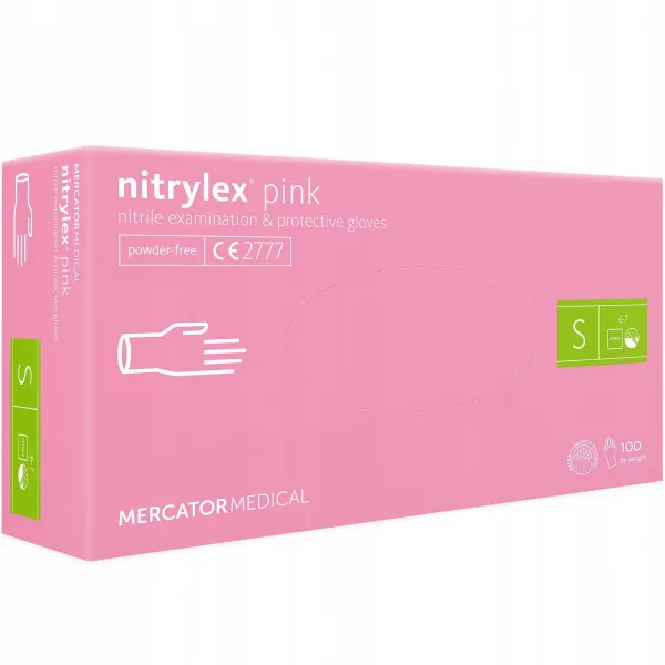 Mercator Rękawiczki Nitrylowe S Pink 100 szt/ 50 par
