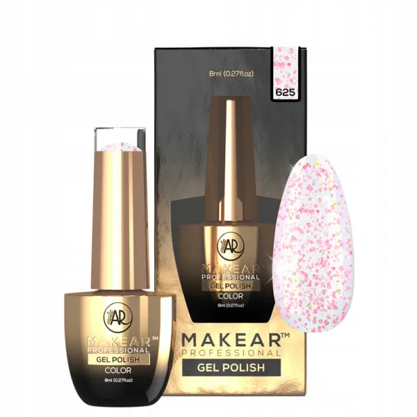 Makear Gel Polish lakier hybrydowy 8ml 625 Happines RÓŻOWY brokat DAISY
