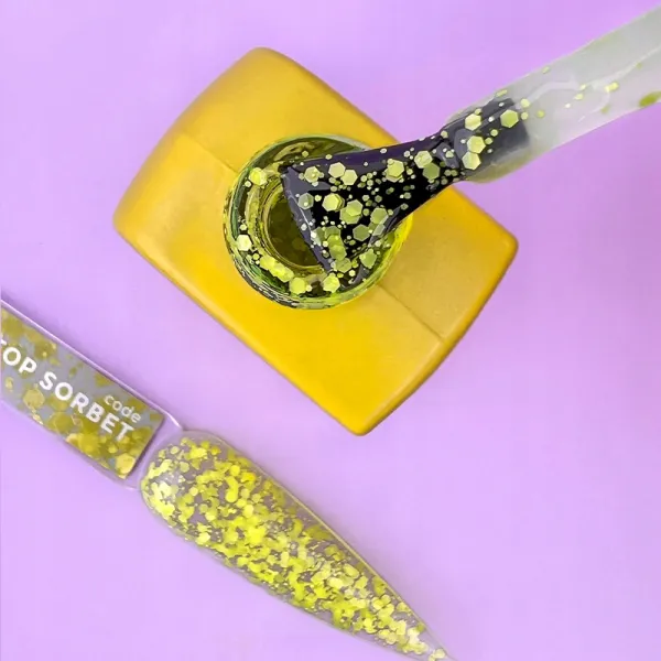 DNKa Top Hybrydowy z cekinami drobinkami zółte No Wipe 12ml sorbet
