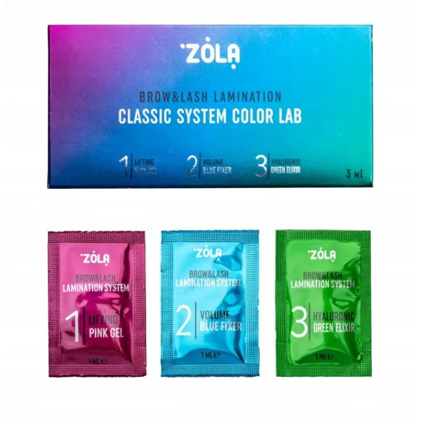 Zestaw do laminacji ZOLA Brow&Lash Classic System Color Lab 1,2,3 saszetki