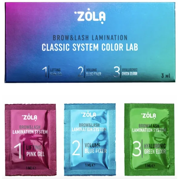 Zestaw do laminacji ZOLA Brow&Lash Classic System Color Lab 1,2,3 saszetki
