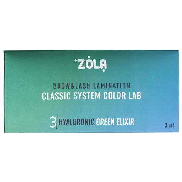 Hialuronowy elixir do rzęs i brwi ZOLA Color Lab 03 Lifting Green Gel 3ml