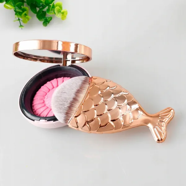 PĘDZEL RYBKA DO ODPYLANIA PYŁU PAZNOKCI MAKIJAŻU ROSE GOLD