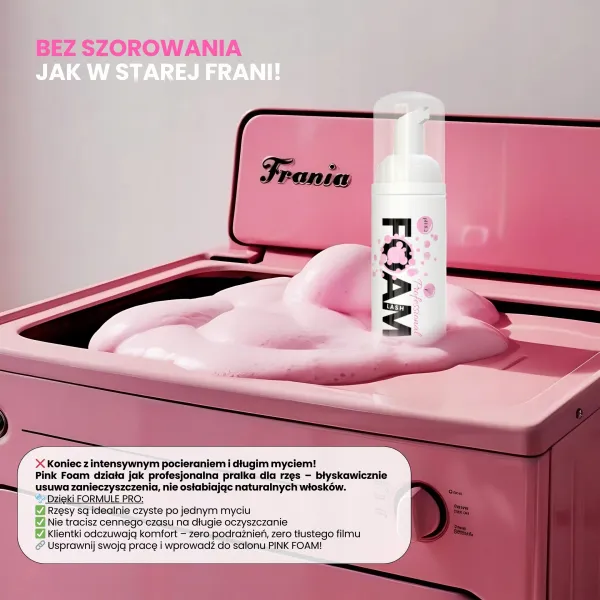 PINK FOAM Moemi 100ml Profesjonalny Szampon do Przedłużania Rzęs – pH 8,2 |