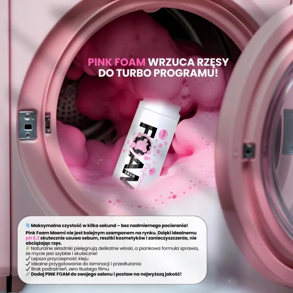 PINK FOAM Moemi 100ml Profesjonalny Szampon do Przedłużania Rzęs – pH 8,2 |