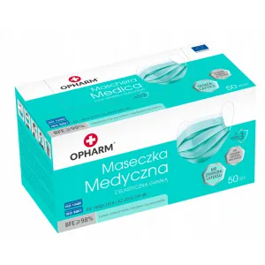 Opharm Maski Medyczne Turkusowe 50 szt