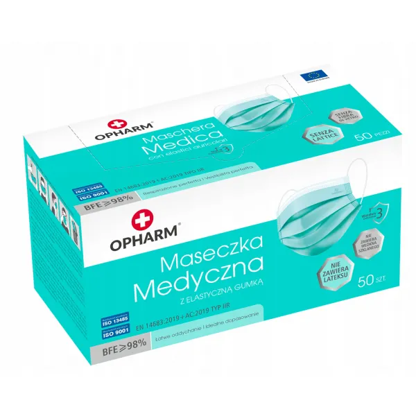 Opharm Maski Medyczne Turkusowe 50 szt