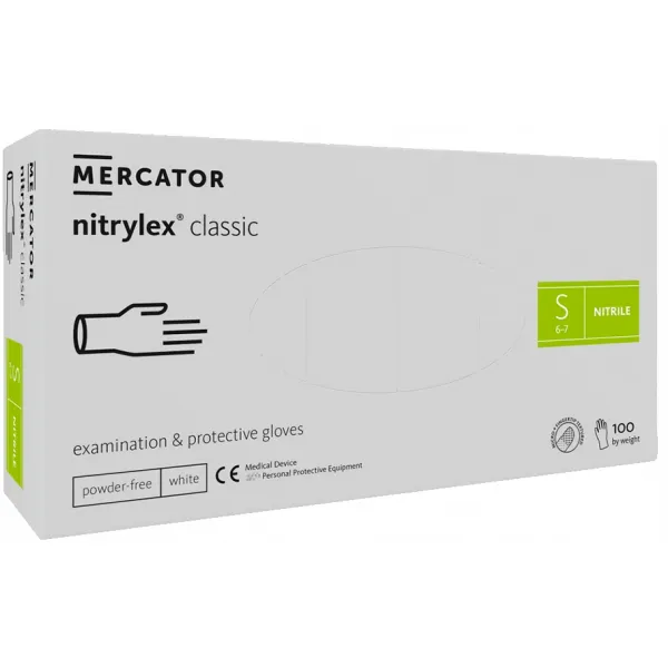 Mercator Rękawiczki Nitrylowe S White 100 szt/ 50 par