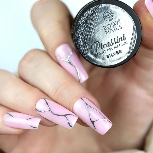 Boska Nails Żel Do Zdobień Picassini Paint Gel Silver 5 ml