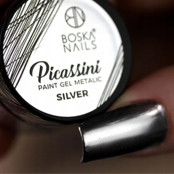 Boska Nails Żel Do Zdobień Picassini Paint Gel Silver 5 ml