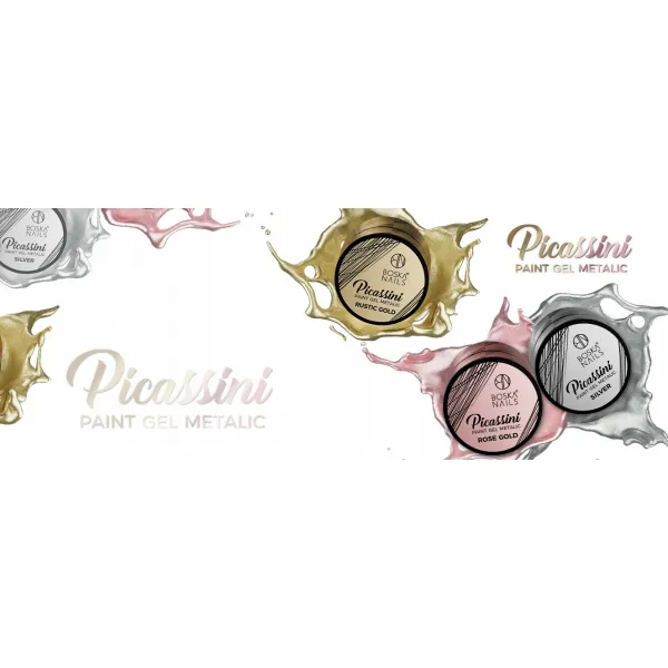 Boska Nails Żel Do Zdobień Picassini Paint Gel Silver 5 ml