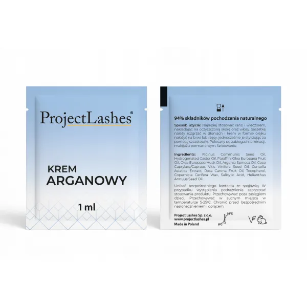 Krem arganowy ProjectLashes 1 ml odżywiająca regeneracja brwi i rzęs