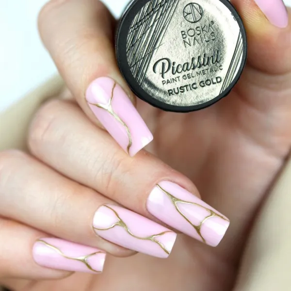 Metaliczny Złoty Żel do zdobień Metalic Paint Rustic Gold Boska Nails 5ml