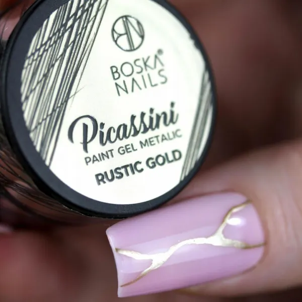 Metaliczny Złoty Żel do zdobień Metalic Paint Rustic Gold Boska Nails 5ml