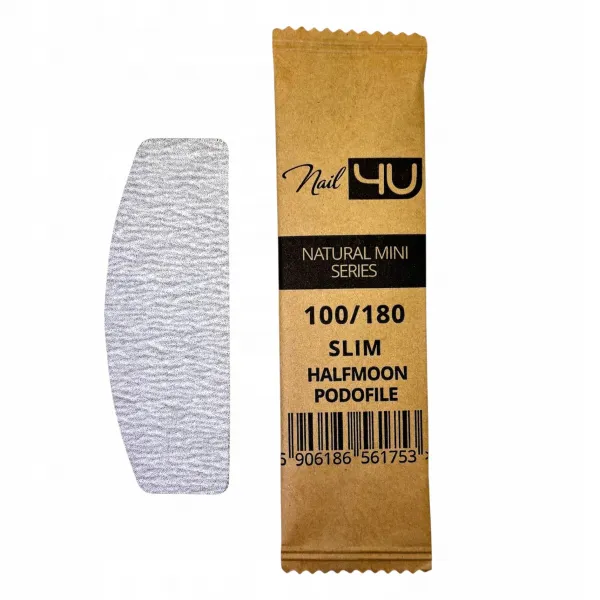 NAIL4U Pilnik do paznokci MINI Podofile ŁÓDKA SLIM HALFMOON 100/180 50szt