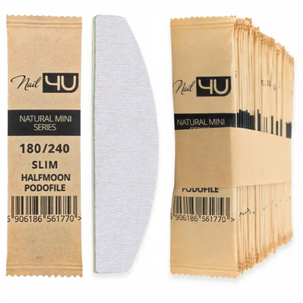 NAIL4U Pilnik do paznokci MINI Podofile ŁÓDKA SLIM HALFMOON 180/240 50szt