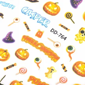 Halloween Naklejki Do Paznokci Cienkie Samoprzylepne - Dynie Duchy