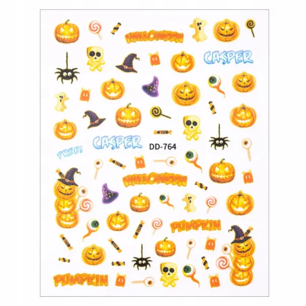 Halloween Naklejki Do Paznokci Cienkie Samoprzylepne - Dynie Duchy