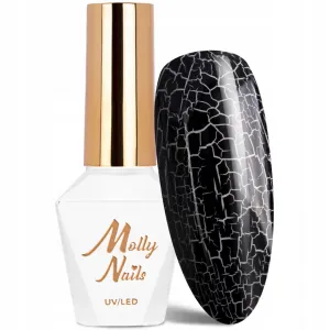 Lakier Hybrydowy do Paznokci MOLLYNAILS 8g Crackle Gel Black Nr158